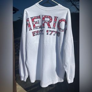 SPIRIT JERSEY 'MERICA Long Sleeve White Size L Excellent Conditiin